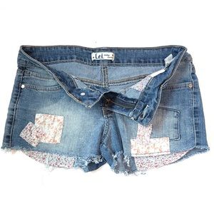 L.e.i. Lowrise Patchwork Cutoff Jean Shorts Size 7